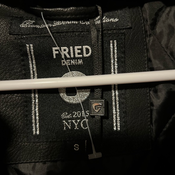 Fried-Denim Est.2015 NYC Men's Faux Leather Black Vest Hoodie Size L New - Picture 6 of 12